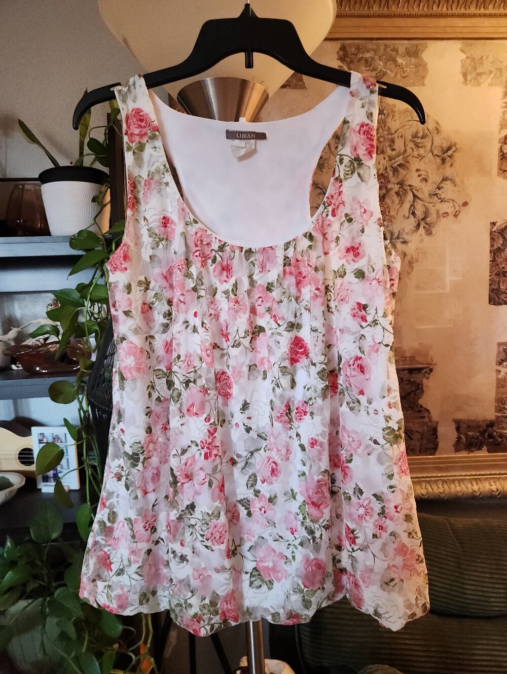 Libian Floral Lace Racerback Tank Top